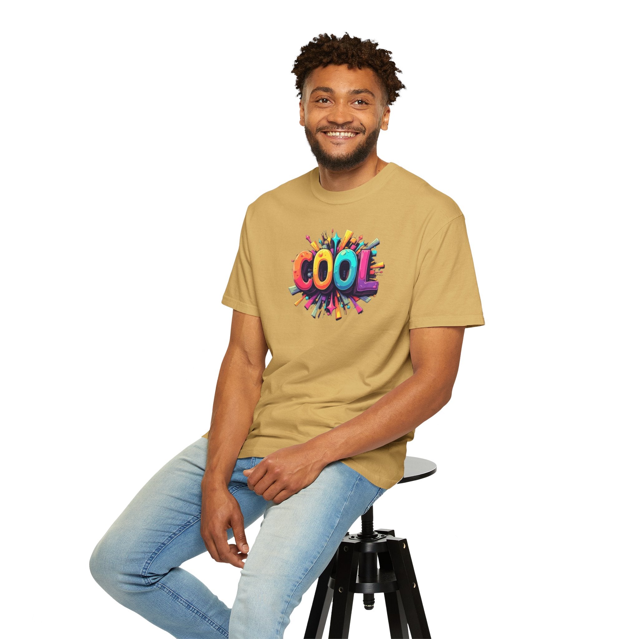 Cool Graphic T-Shirt — Colorful 3D Retro Text Tee