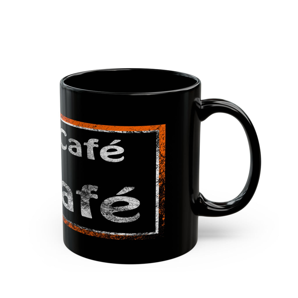 Cafe Café Black Coffee Mug — Rustic Chalkboard Style (11oz & 15oz)