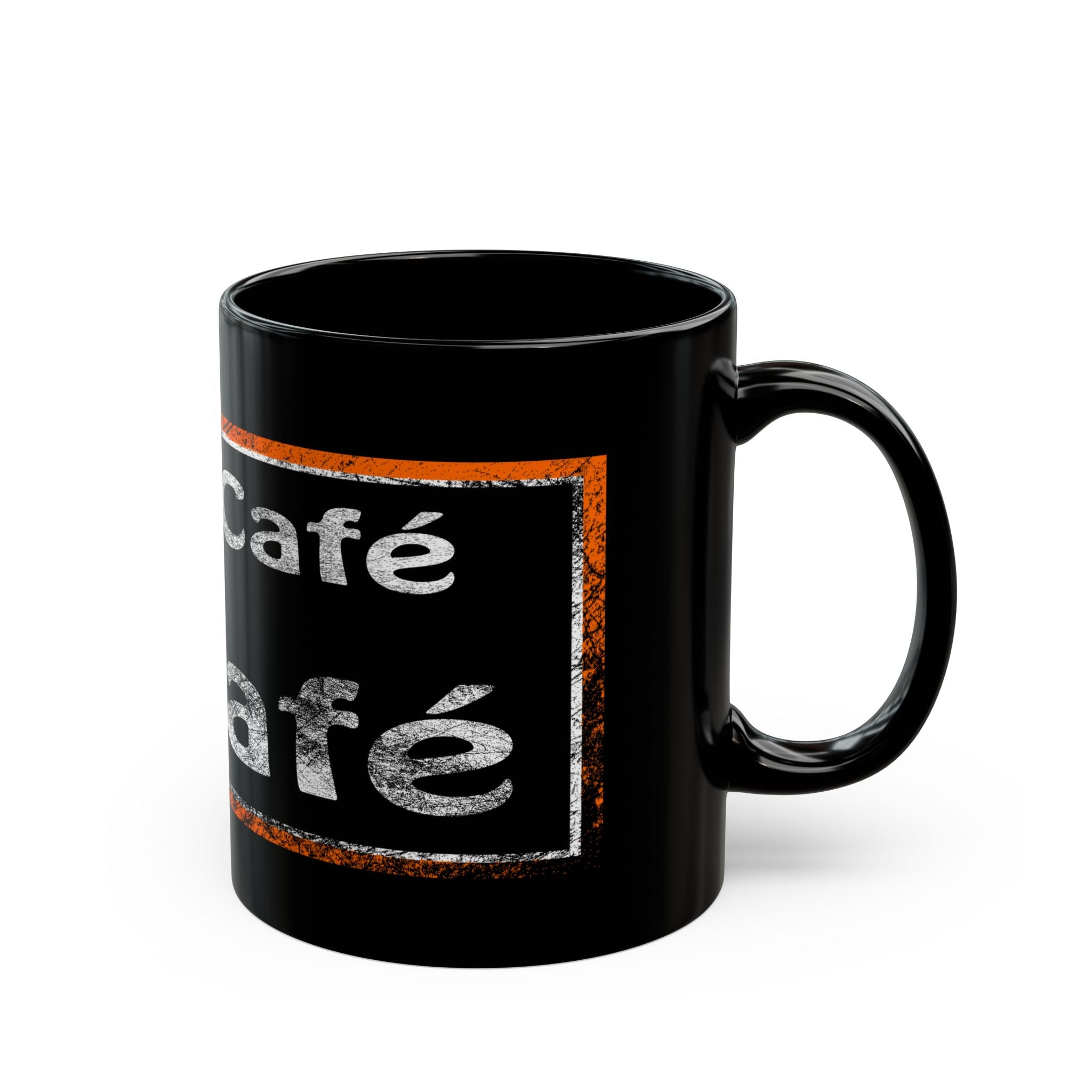 Cafe Café Black Coffee Mug — Rustic Chalkboard Style (11oz & 15oz)
