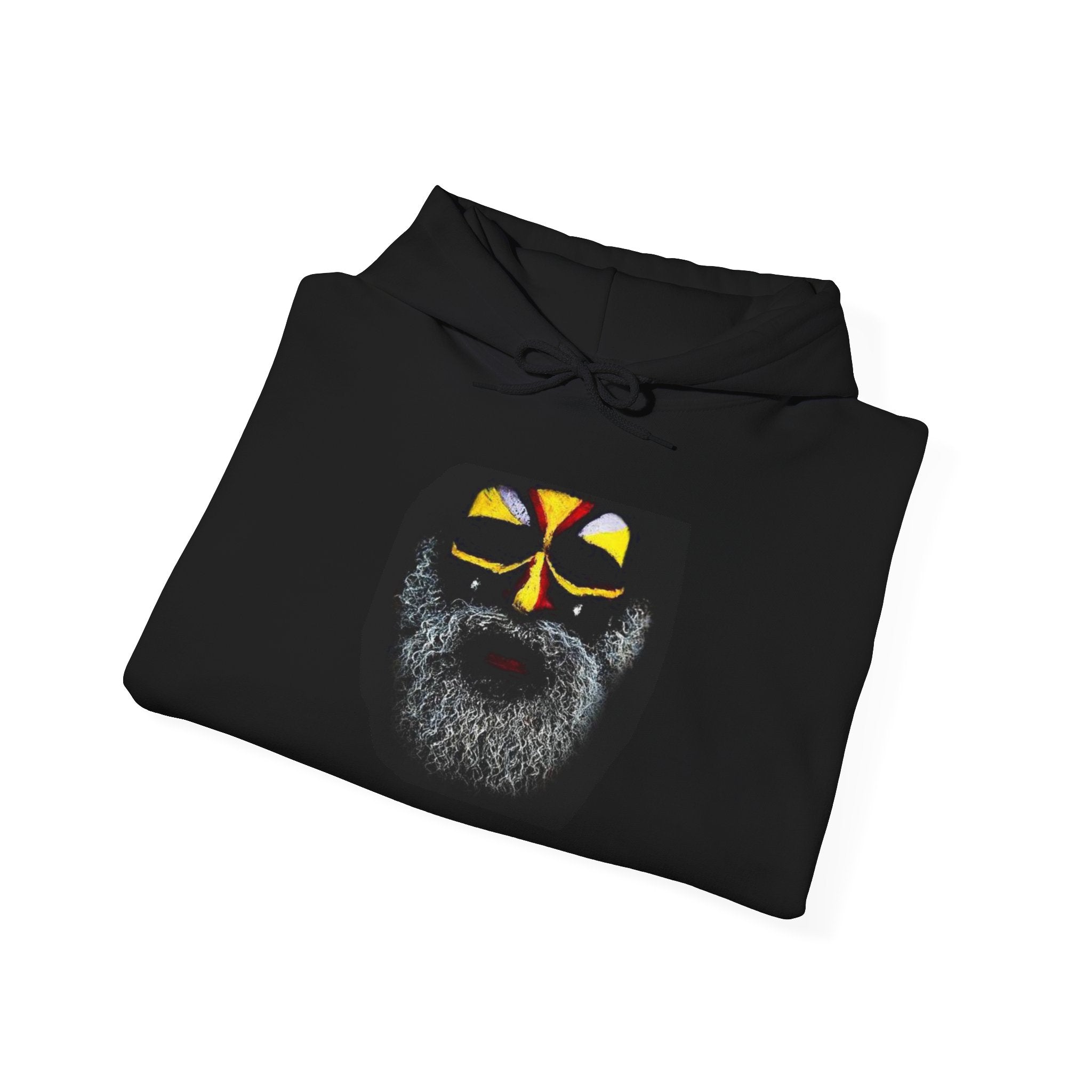 Bearded Guy Face Paint Hoodie — Tribal Skull Mask Graphic Pullover