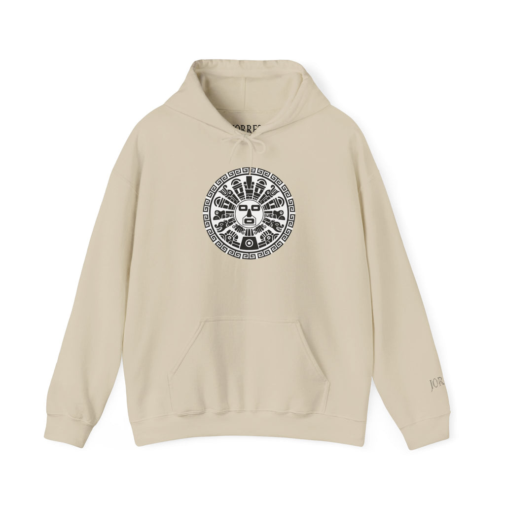 Aztec Sun Calendar Hoodie — Vintage Mayan Glyph Graphic Sweatshirt