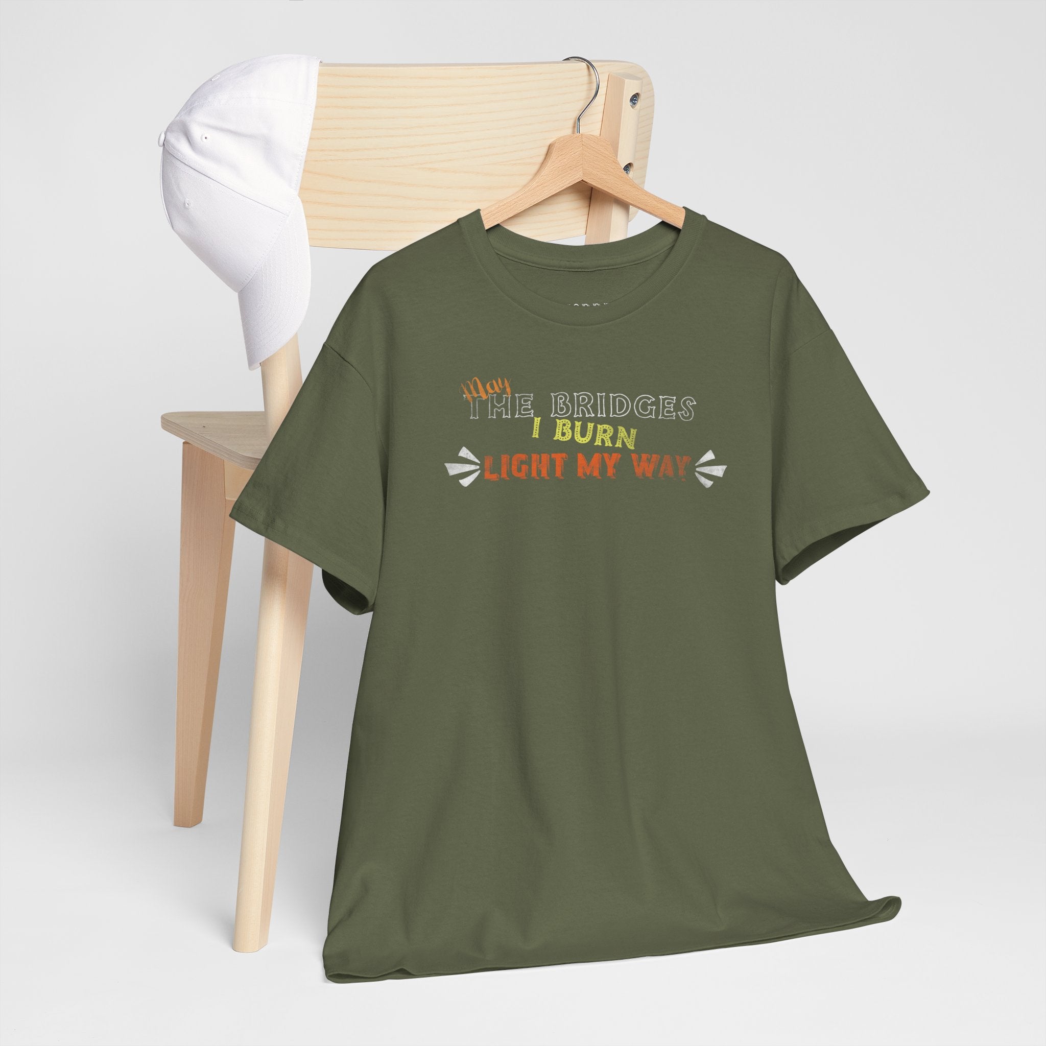 Burn Bright Graphic Tee — "Burn Light My Way" Rustic Campfire T-Shirt