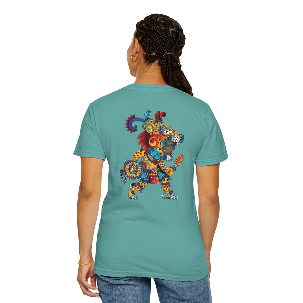 Aztec Jaguar Graphic T-Shirt — Colorful Mythic Animal Back Print