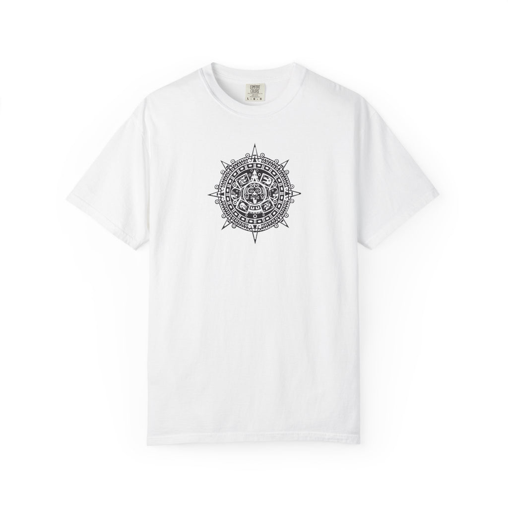 Mandala Compass T‑Shirt — Intricate Aztec Sun Chest Print