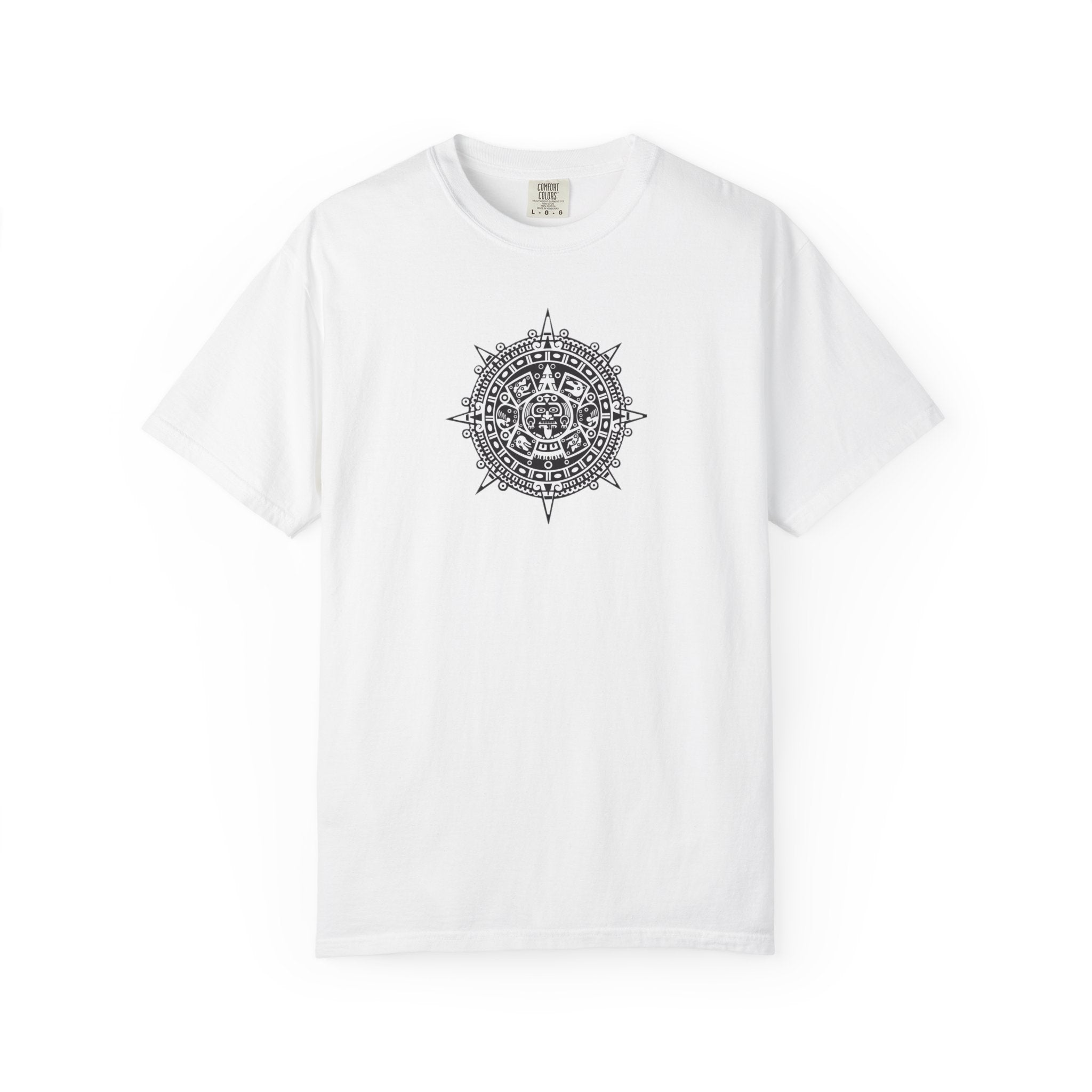 Mandala Compass T‑Shirt — Intricate Aztec Sun Chest Print