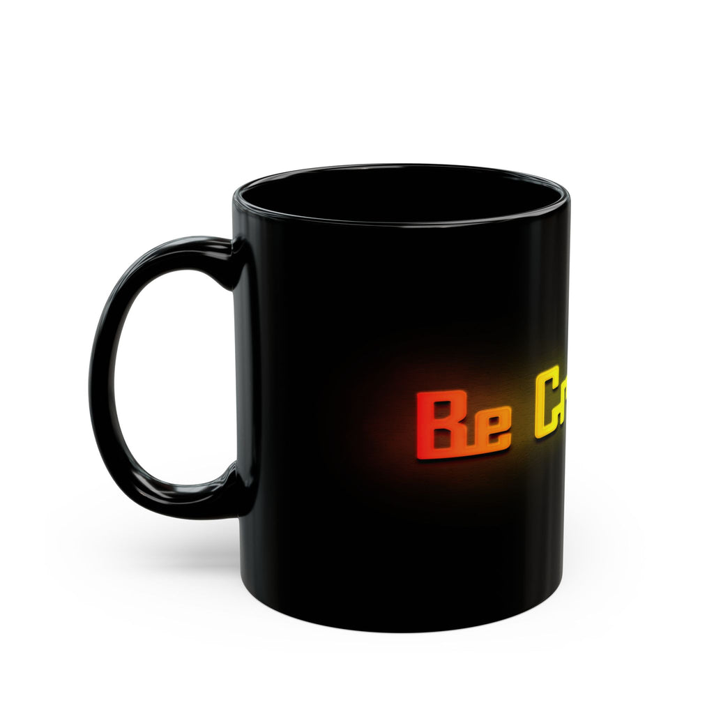 Rainbow "Be Creative" Black Coffee Mug — Colorful Inspirational Ceramic Mug (11oz, 15oz)
