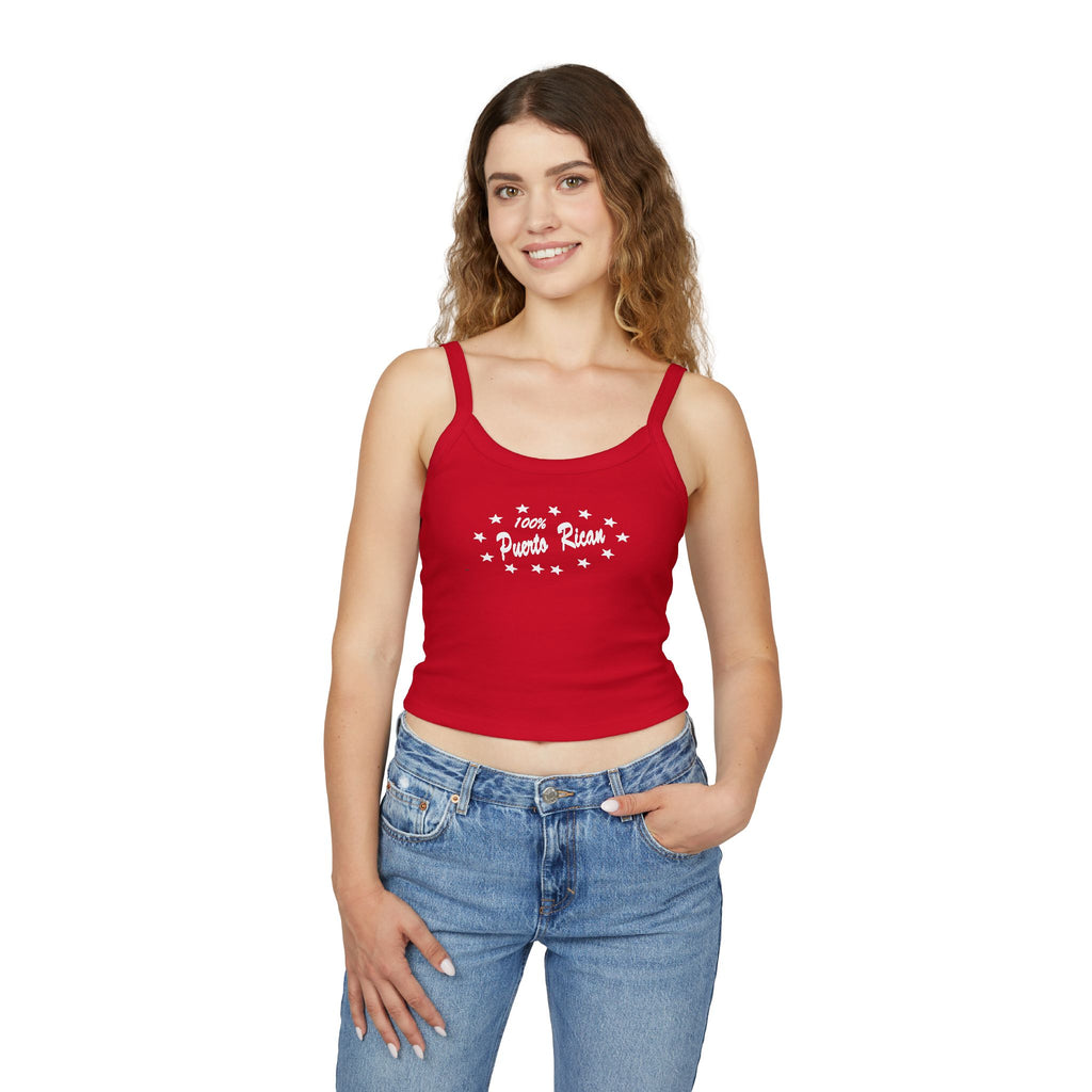 Spaghetti Tank Top — "Team Peach Rings" Retro Star Graphic
