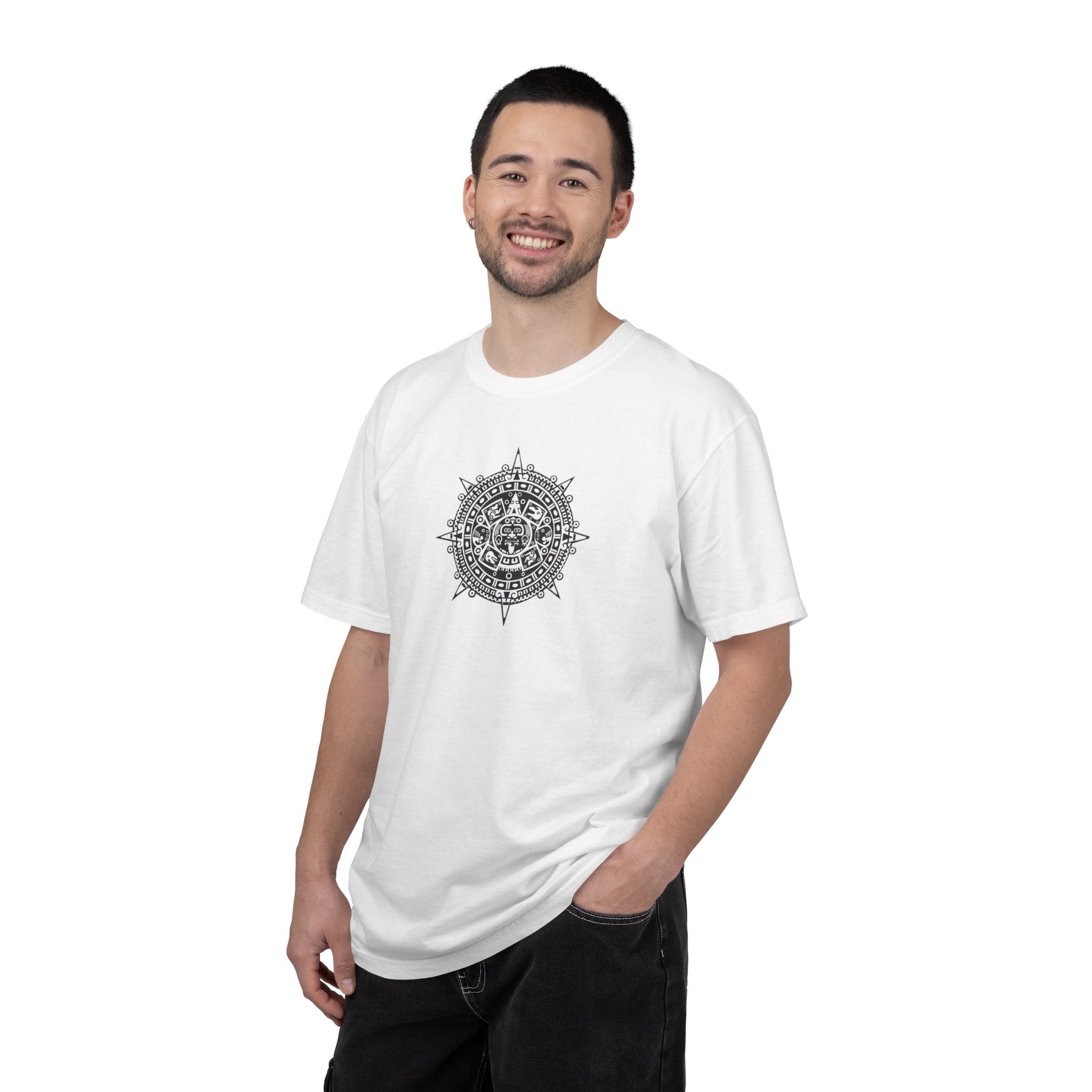Mandala Compass T‑Shirt — Intricate Aztec Sun Chest Print