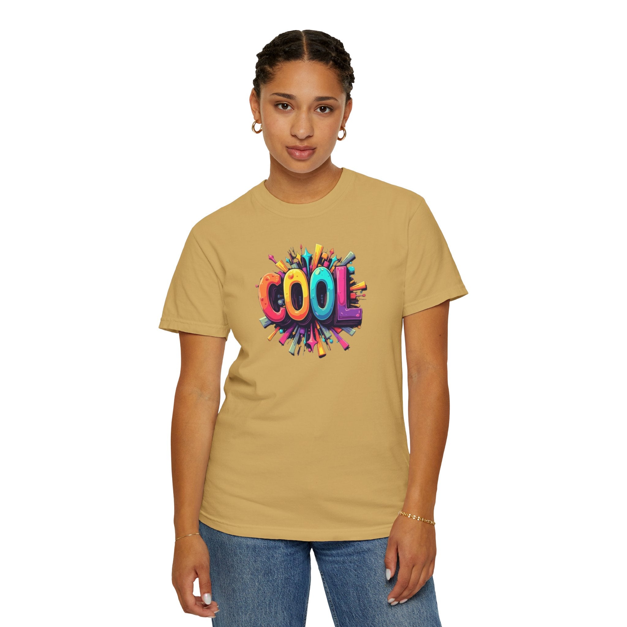 Cool Graphic T-Shirt — Colorful 3D Retro Text Tee