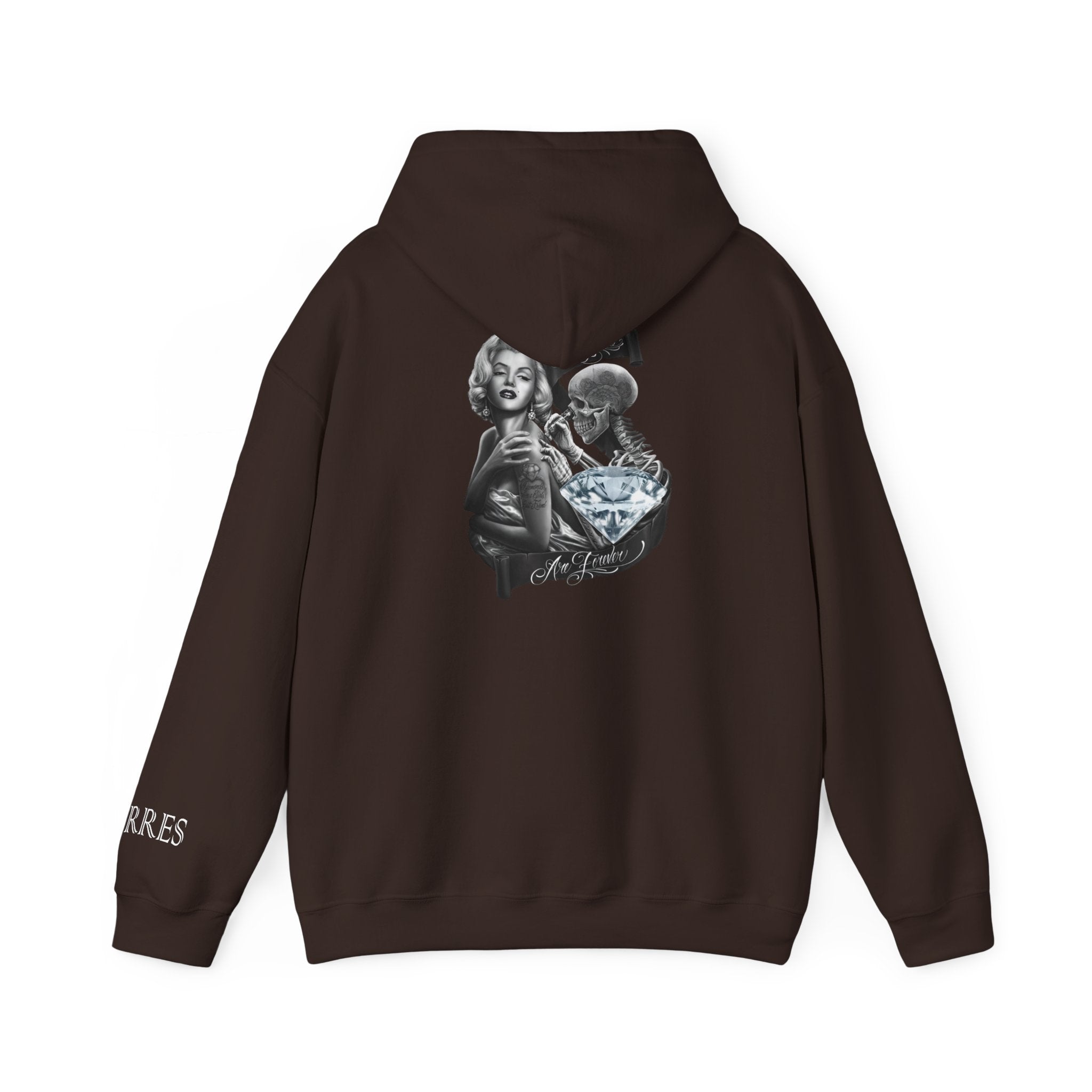 Graphic Hoodie — Vintage Marilyn & Skull Collage Back Print