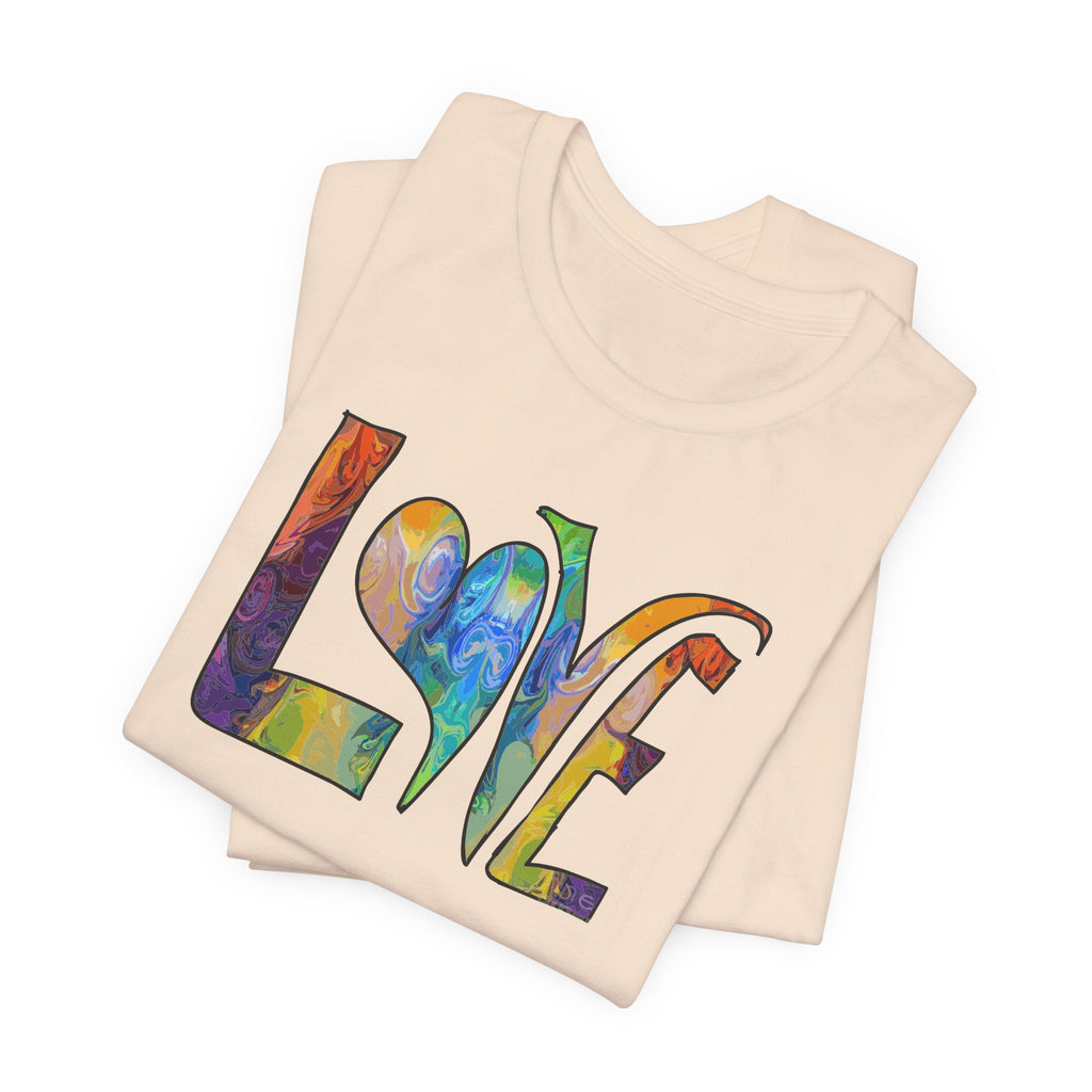 Love Rainbow T-Shirt — Colorful Heart 'LOVE' Graphic Tee