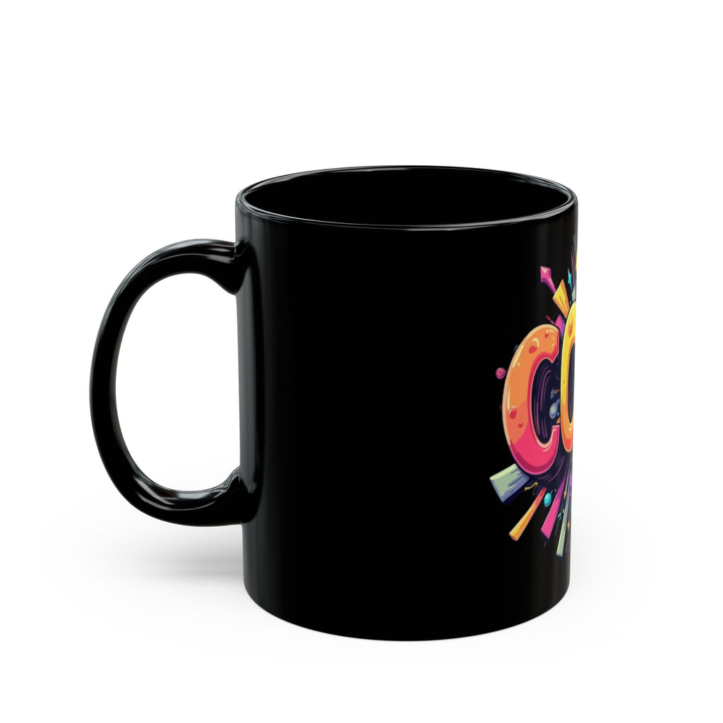 Cool Graphic Mug — Colorful Retro Pop Art Coffee Cup (Black, 11oz & 15oz)