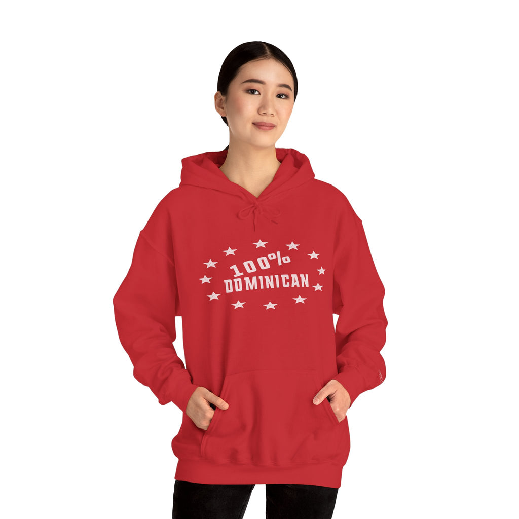 Dominican Pride Hoodie — "100% Dominican" Pullover Hooded Sweatshirt