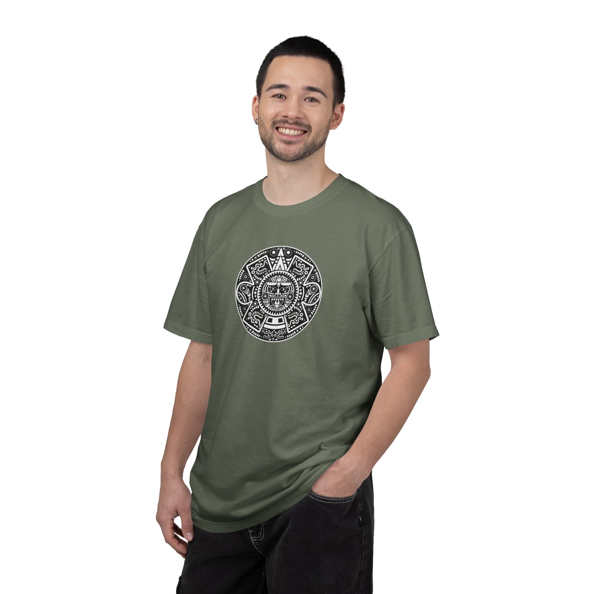 Aztec Sun Graphic T-Shirt — Vintage Mayan Calendar Design