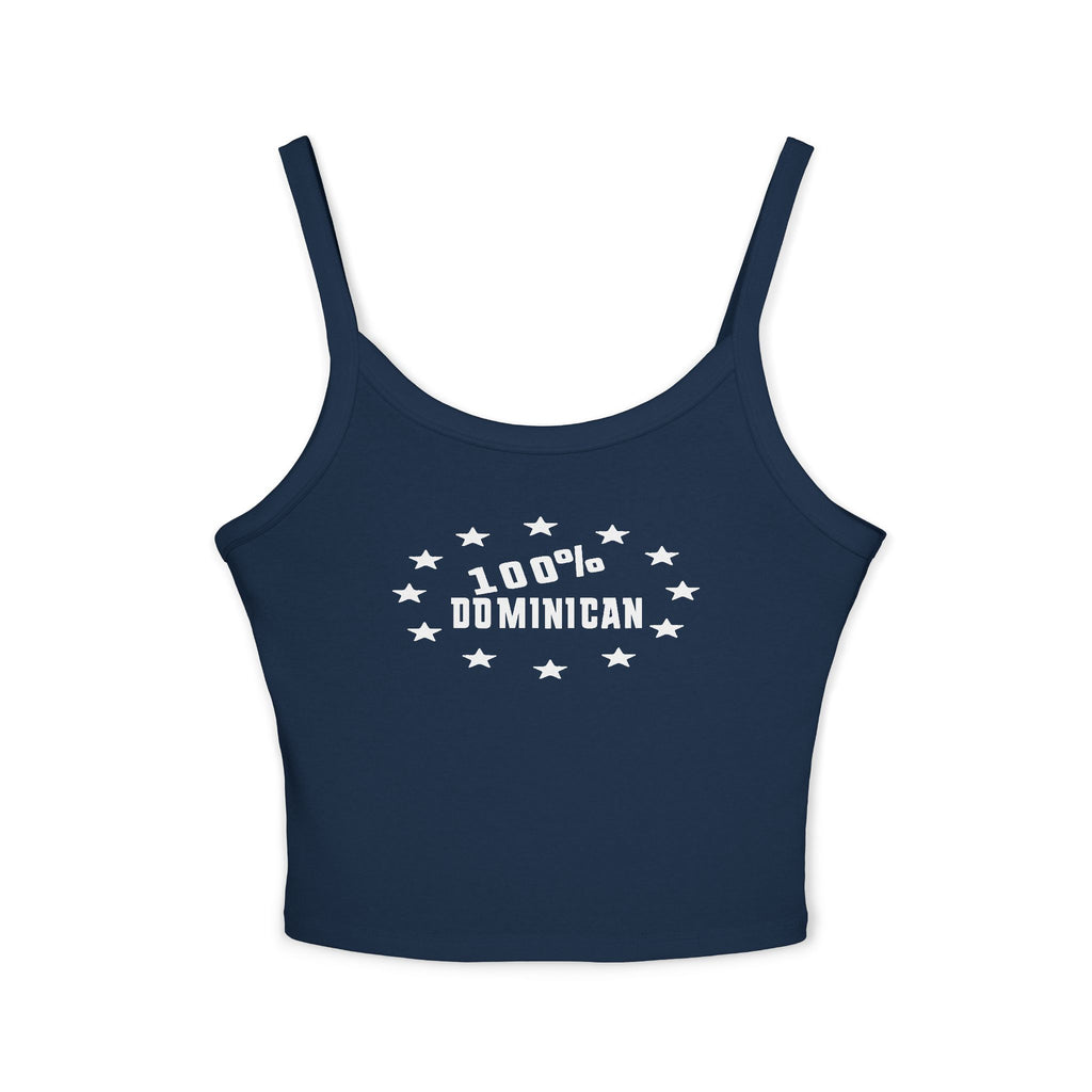 100% Dominican Women's Spaghetti Tank Top — Patriotic Island Pride Crop