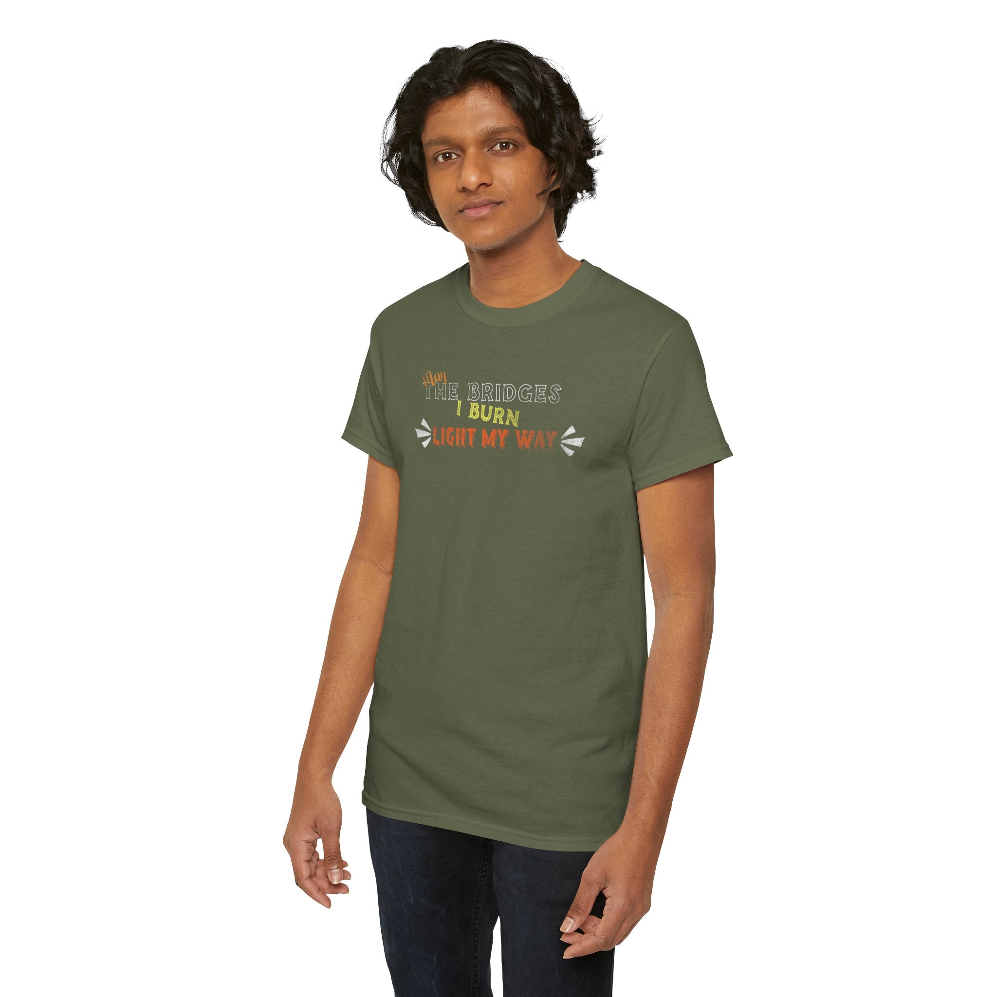 Burn Bright Graphic Tee — "Burn Light My Way" Rustic Campfire T-Shirt