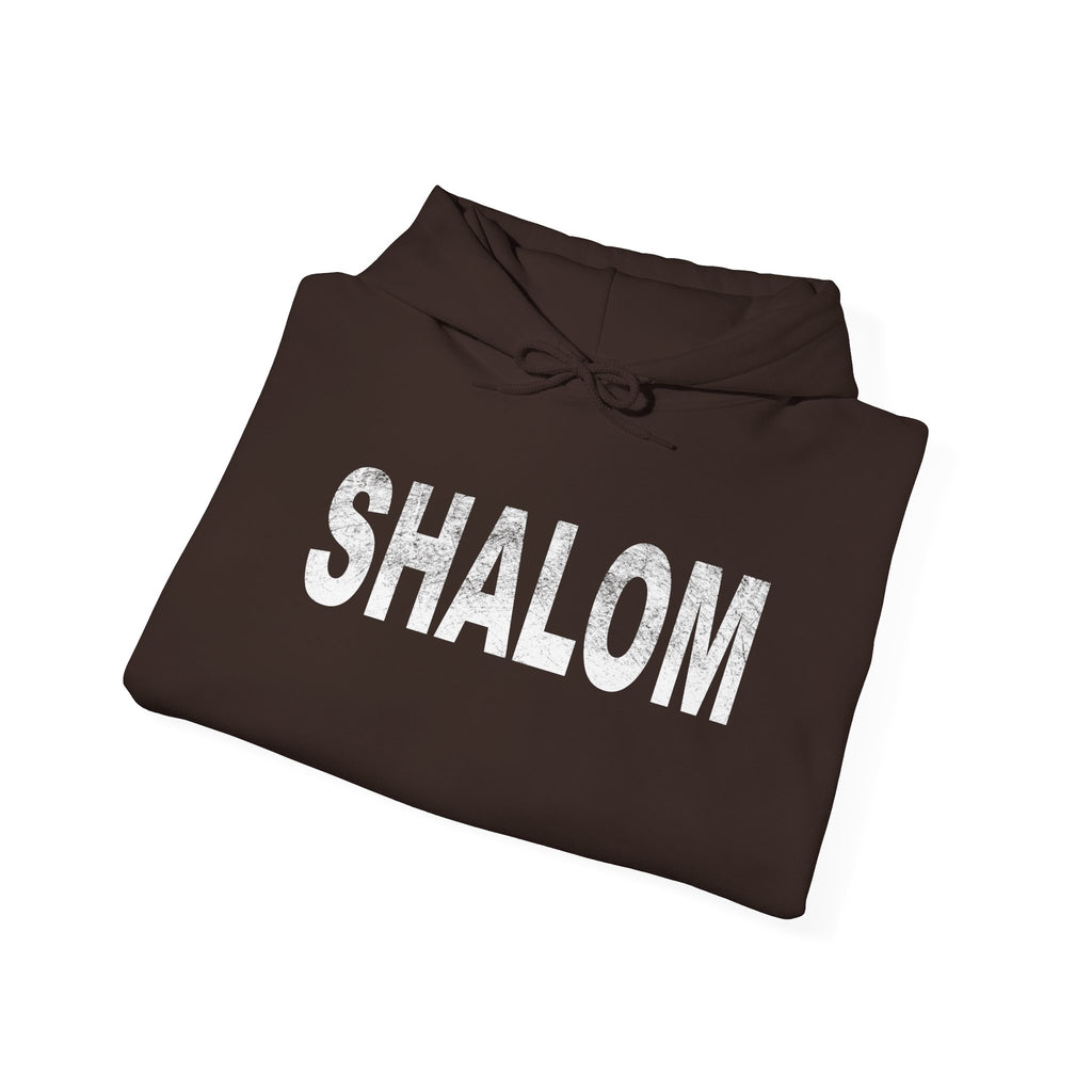 Shalom Hoodie – Vintage White Text Pullover (Maroon)