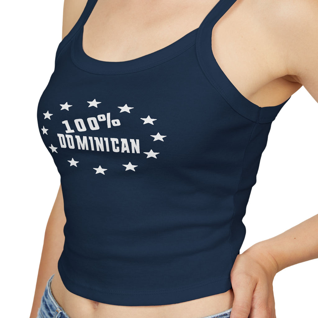 100% Dominican Women's Spaghetti Tank Top — Patriotic Island Pride Crop
