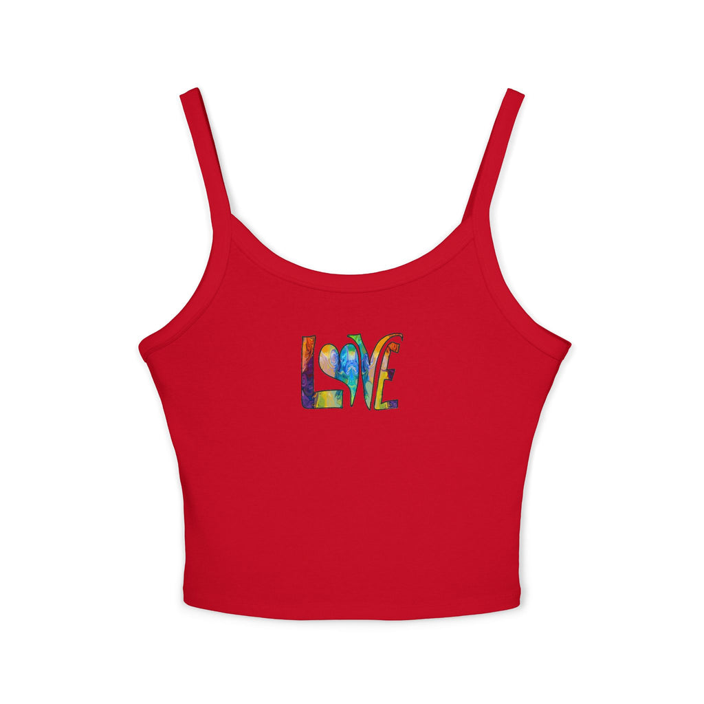 Love Tie-Dye Crop Tank Top — Women's Spaghetti Strap Summer Top