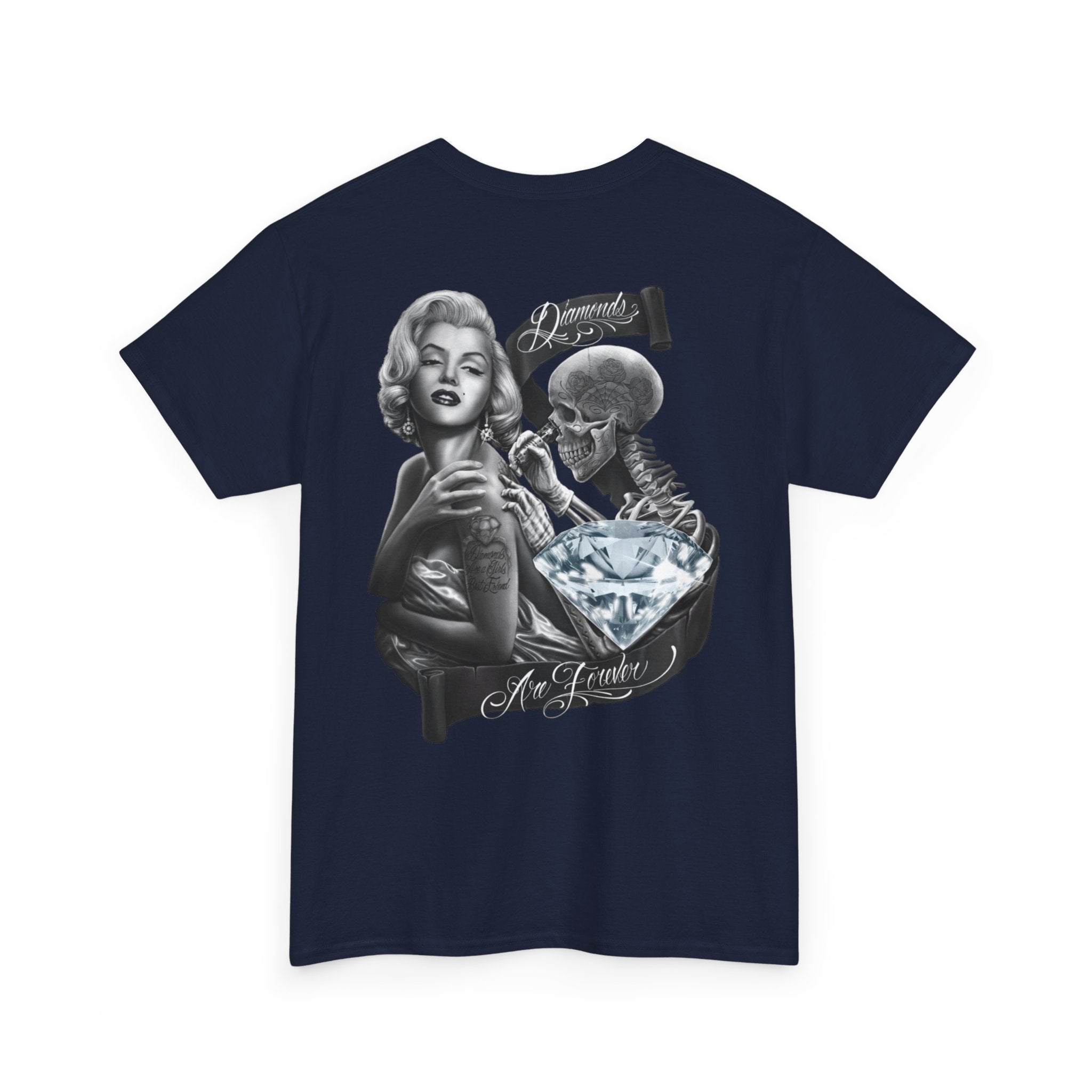 Graphic Tee — Marilyn, Skull & Diamond Vintage Chicano Art Shirt