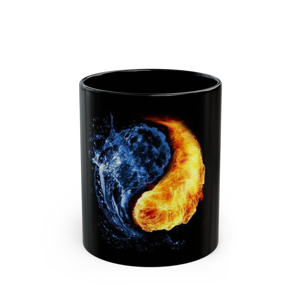 Fire and Water Yin Yang Black Mug — 11oz/15oz Ceramic Coffee Cup