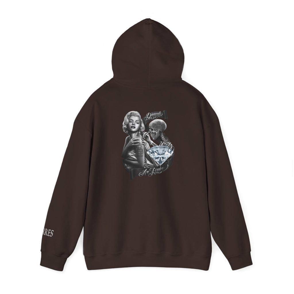 Graphic Hoodie — Vintage Marilyn & Skull Collage Back Print