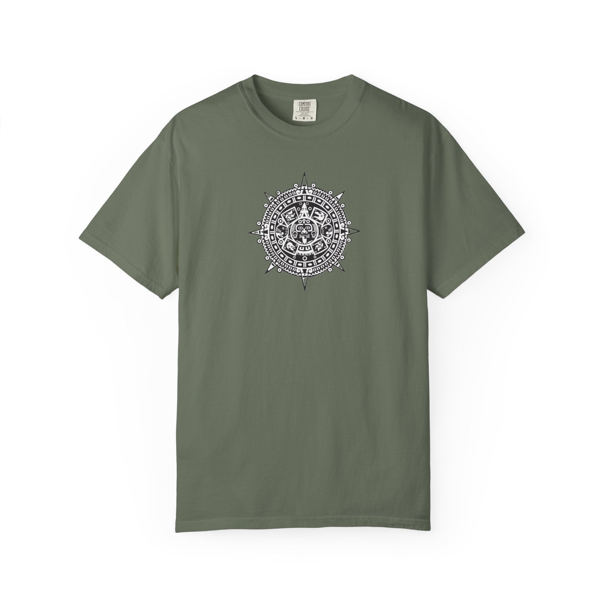 Mandala Compass T‑Shirt — Intricate Aztec Sun Chest Print