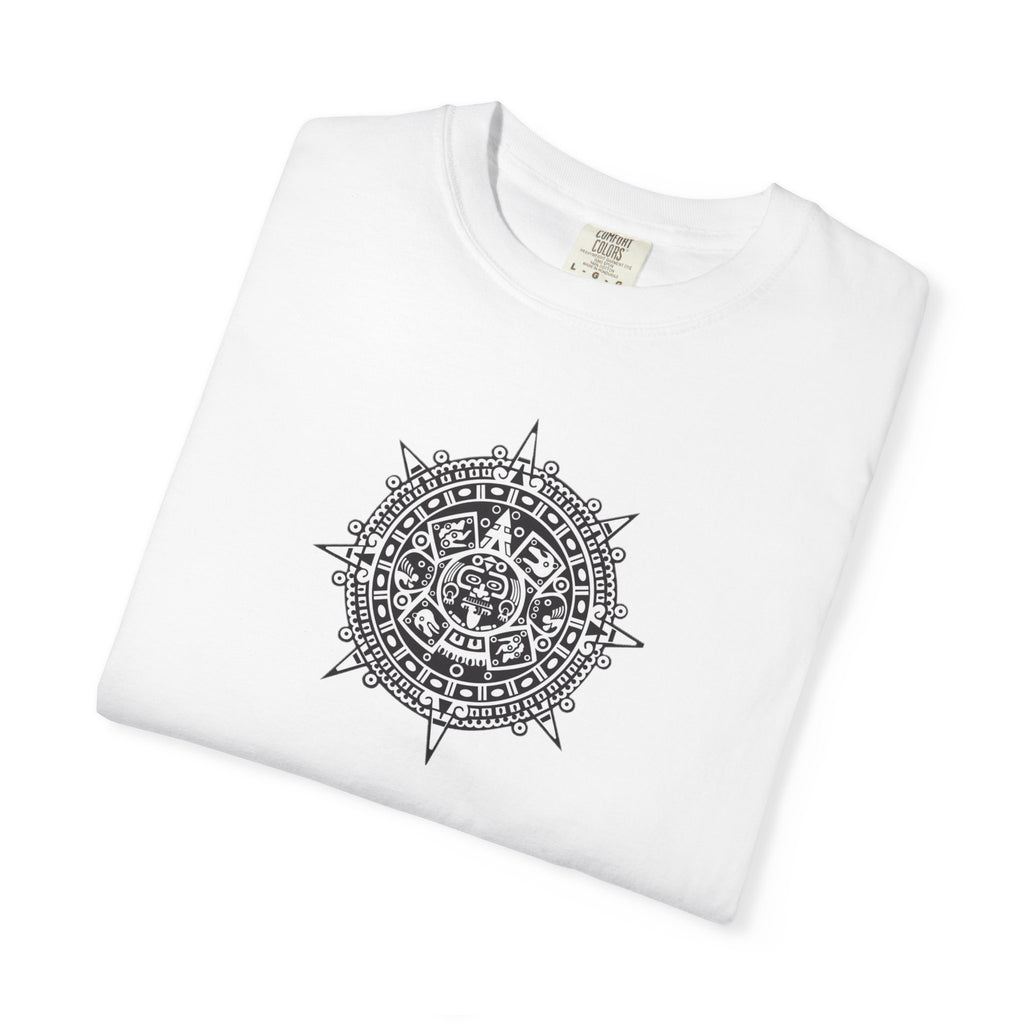 Mandala Compass T‑Shirt — Intricate Aztec Sun Chest Print