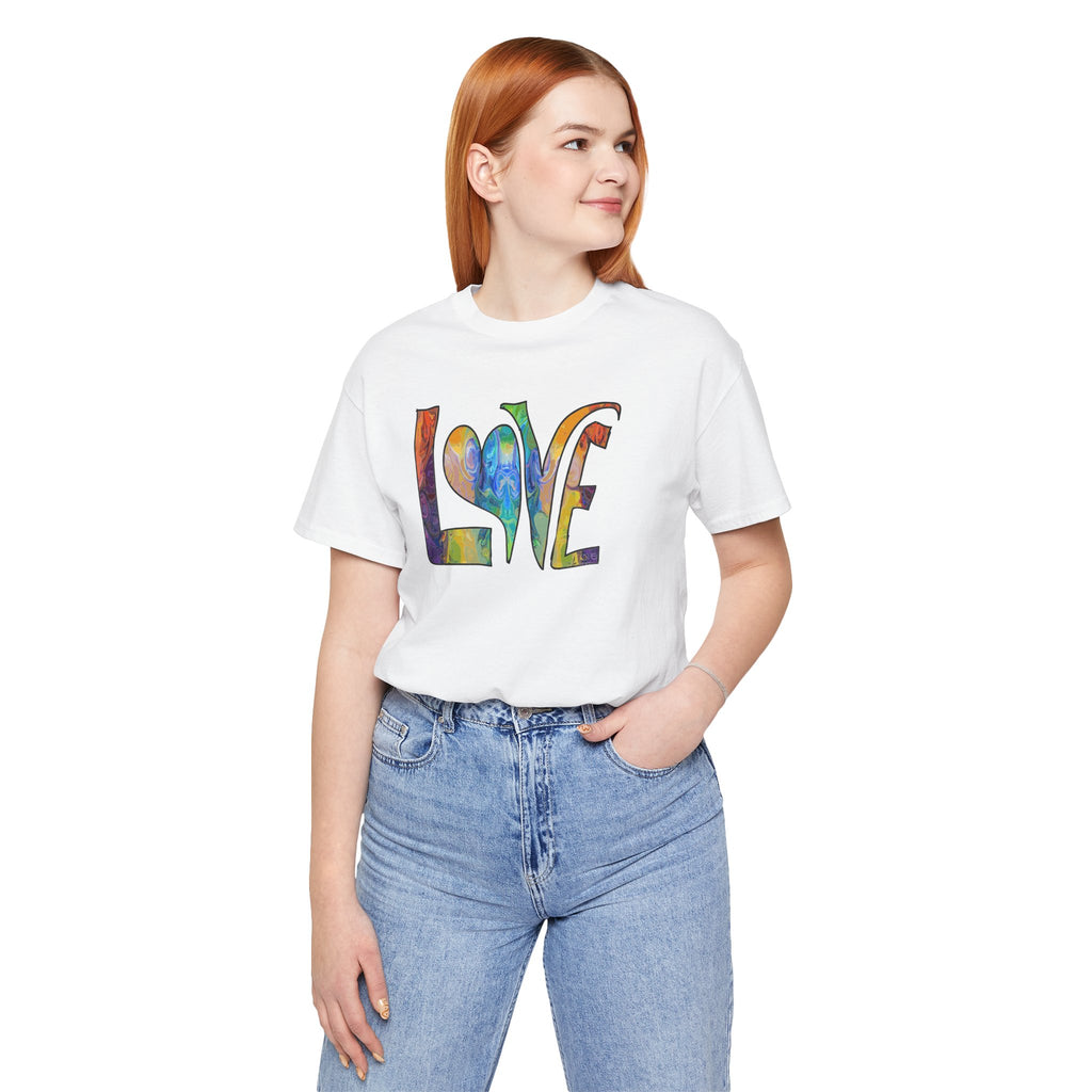 Love Rainbow T-Shirt — Colorful Heart 'LOVE' Graphic Tee
