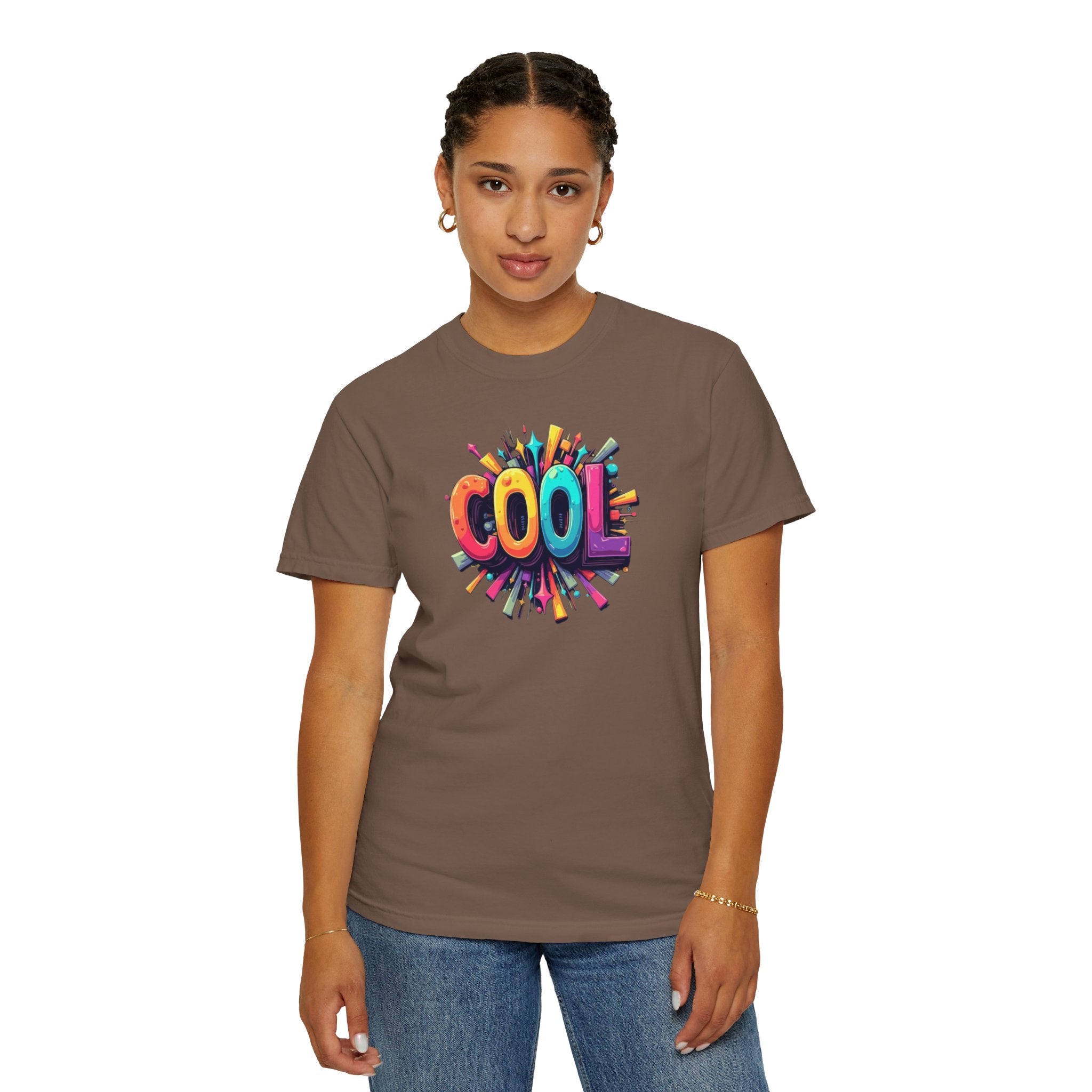 Cool Graphic T-Shirt — Colorful 3D Retro Text Tee