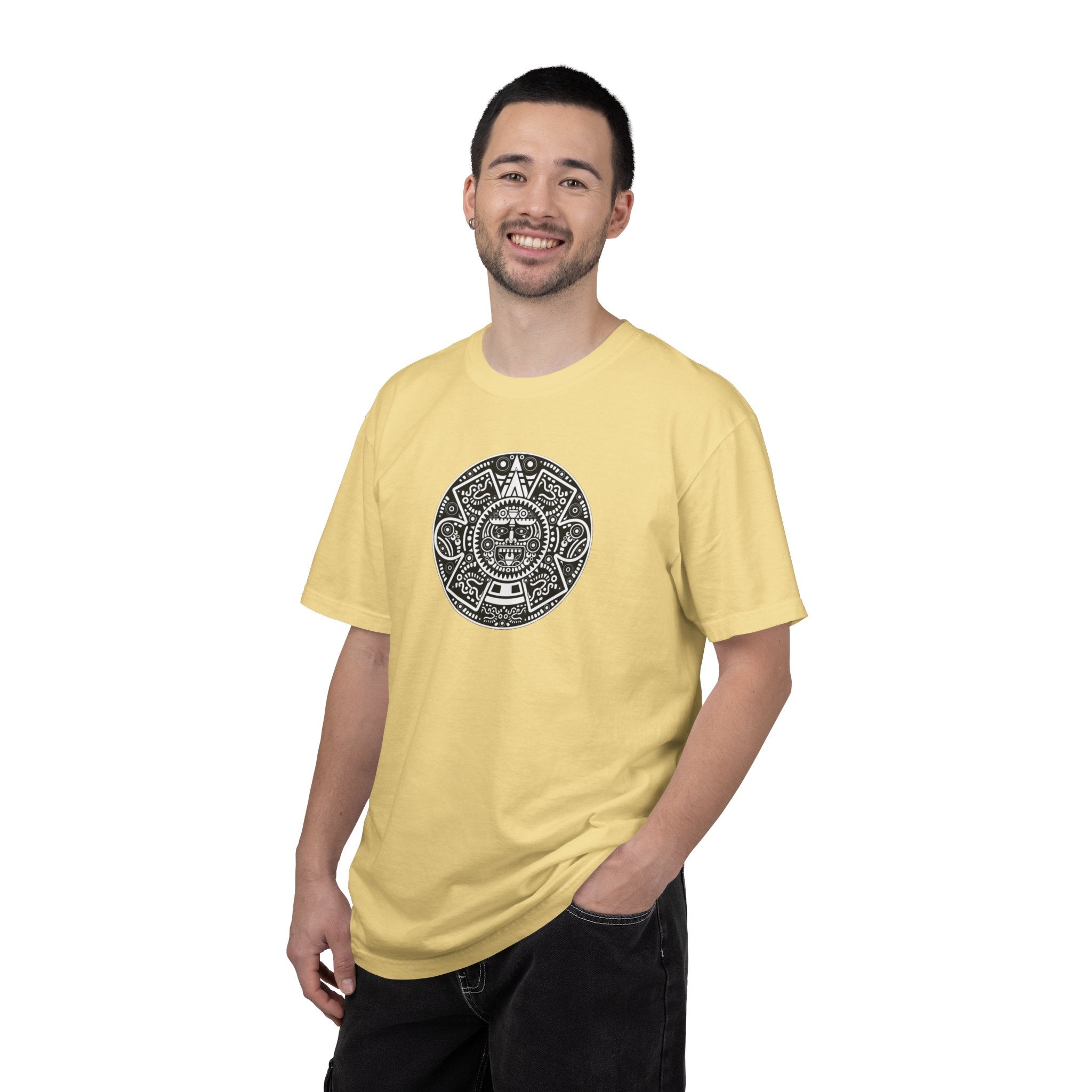 Aztec Sun Graphic T-Shirt — Vintage Mayan Calendar Design