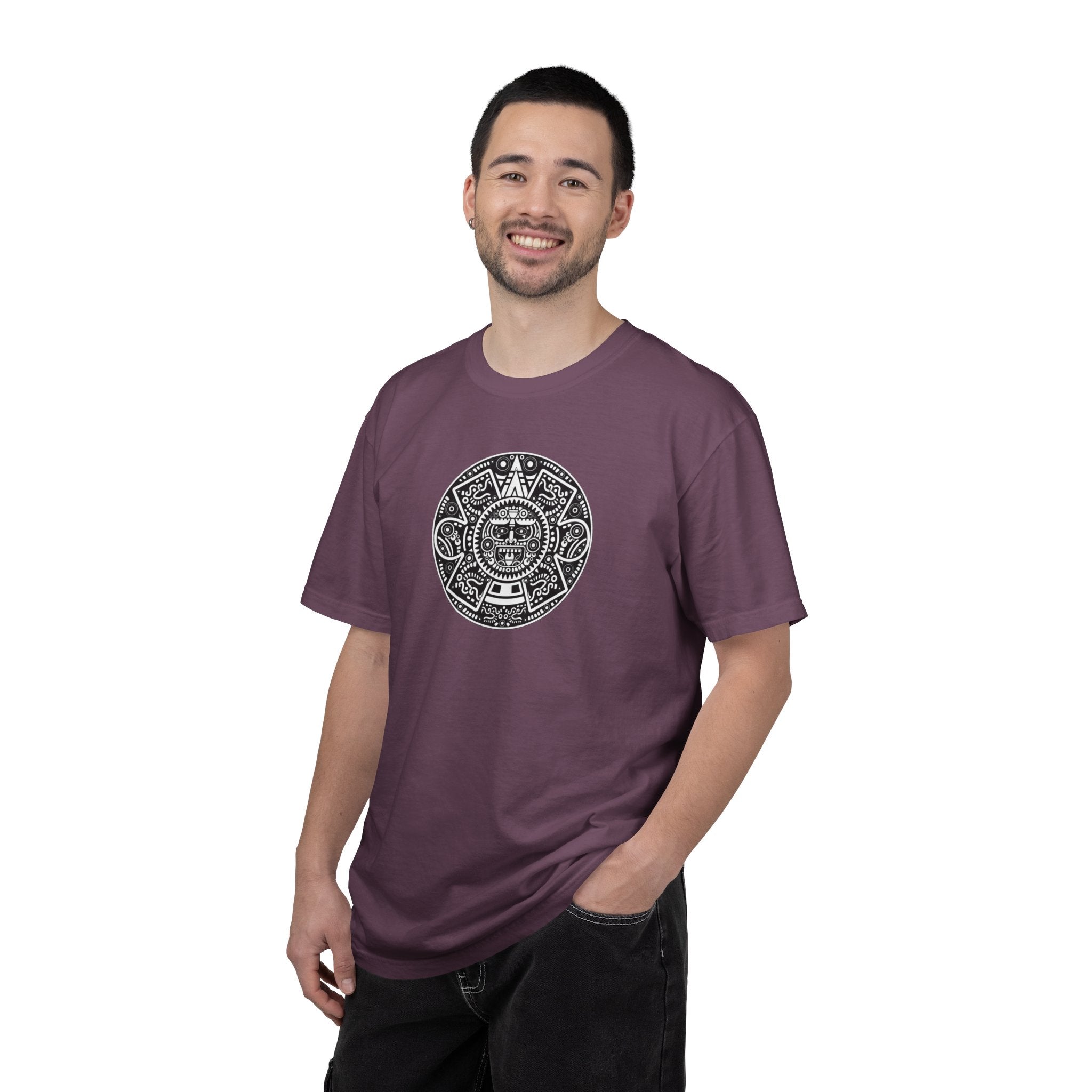 Aztec Sun Graphic T-Shirt — Vintage Mayan Calendar Design