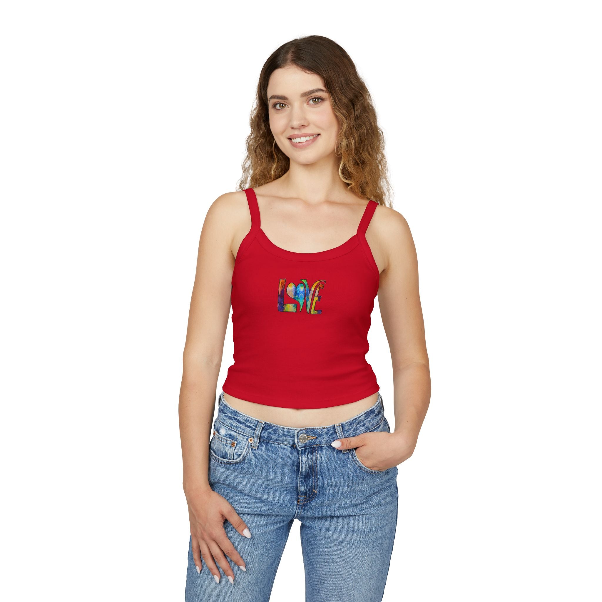 Love Tie-Dye Crop Tank Top — Women's Spaghetti Strap Summer Top
