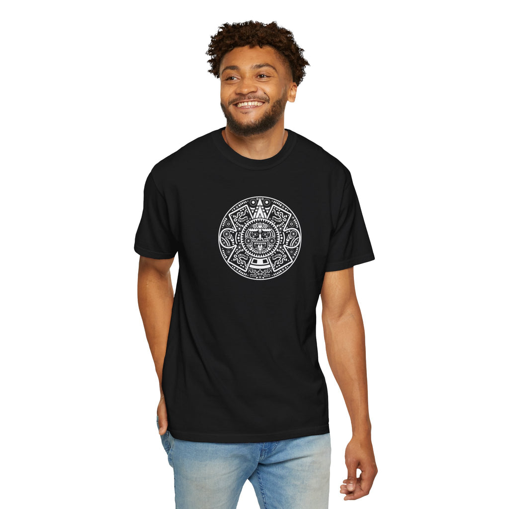 Aztec Sun Graphic T-Shirt — Vintage Mayan Calendar Design